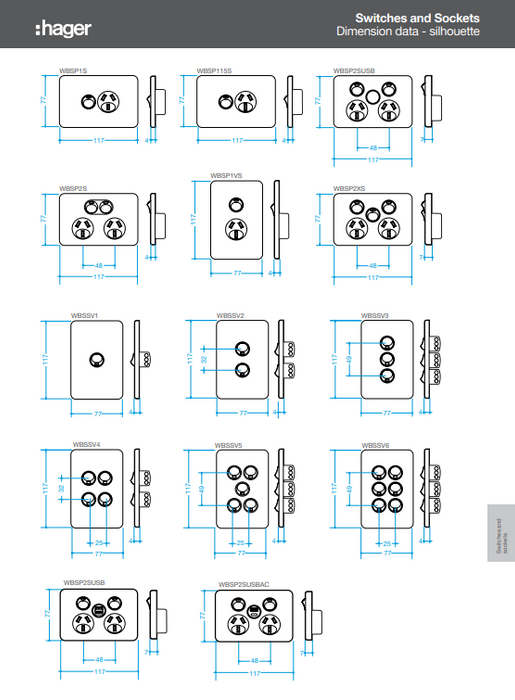 Hager Silhouette dimensions