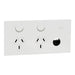 clipsal solis horizontal double powerpoint with extra switch white ceramic  1025XUA WC