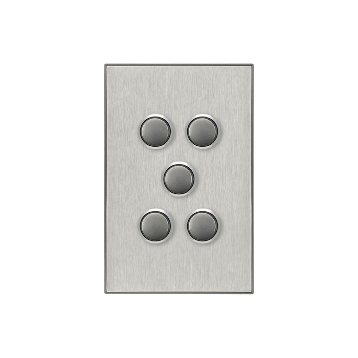 Clipsal Saturn Series 5 Gang Switch Plate - Cover Only, Horizon Silver
