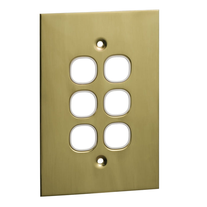 clipsal bbsl polished brass 6 gang grid and plate assembly