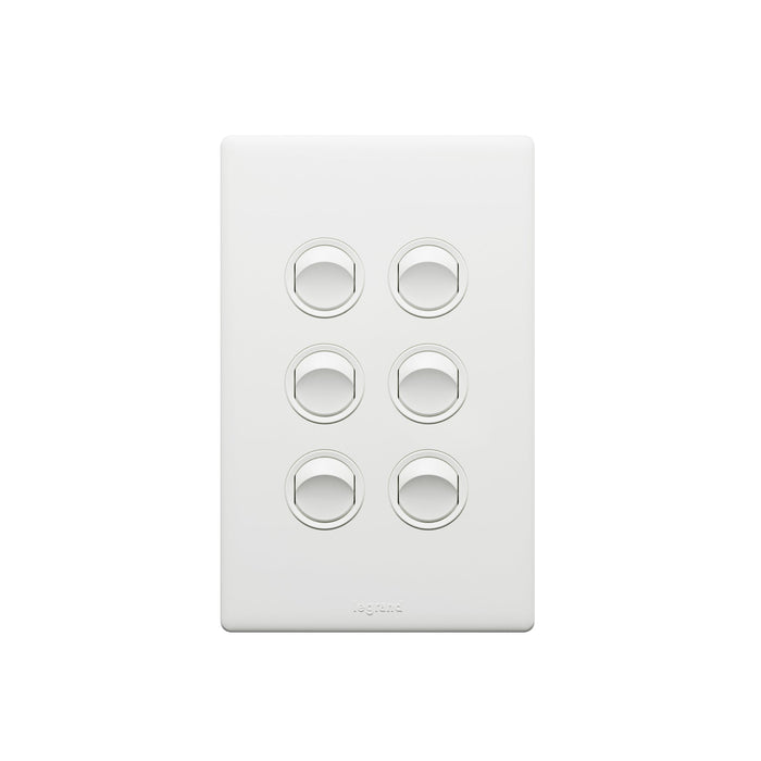 Legrand Excel Life Dedicated Plate 6 Gang Switch, Available in 5 Colours