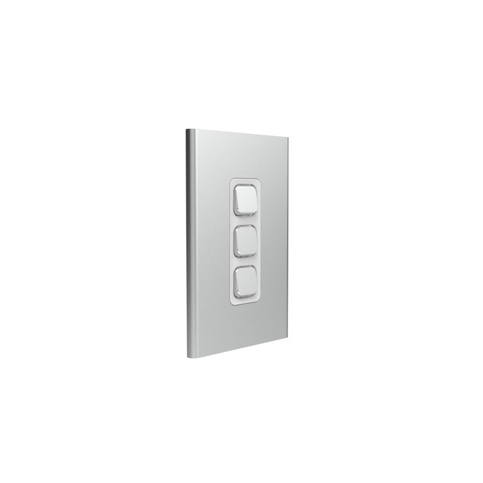 Clipsal Iconic Styl 3 Gang Switch Plate - Skin Only, Silver