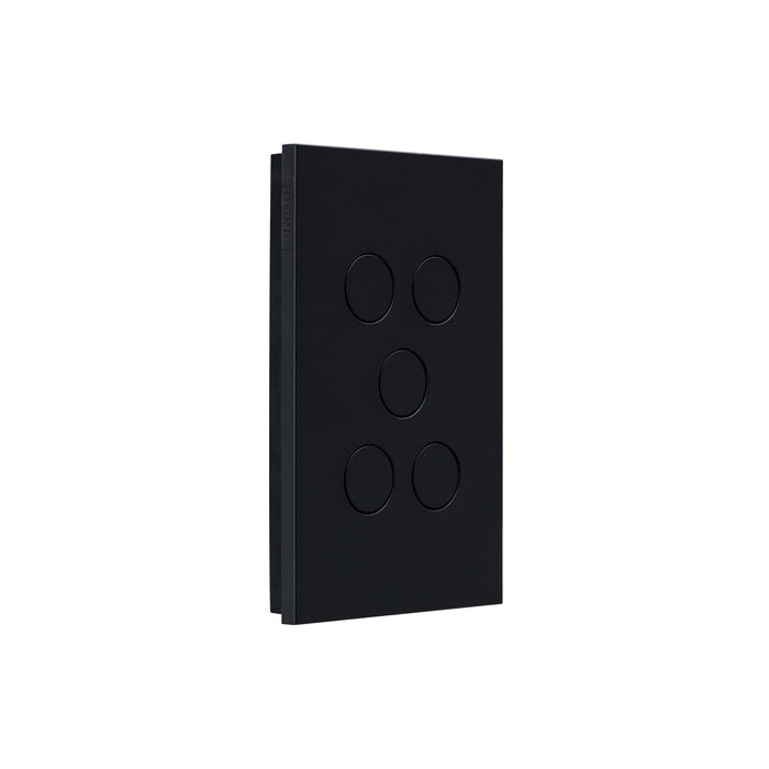 Clipsal Saturn Zen Switch 5 Gang Push Button LED, Matt Black