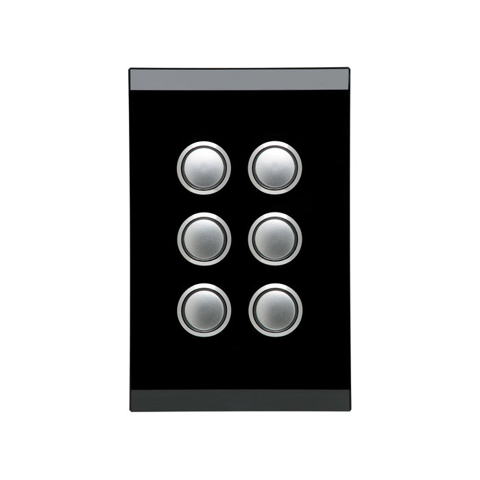 Clipsal Saturn Series Switch 6 Gang Push Button LED, Espresso Black