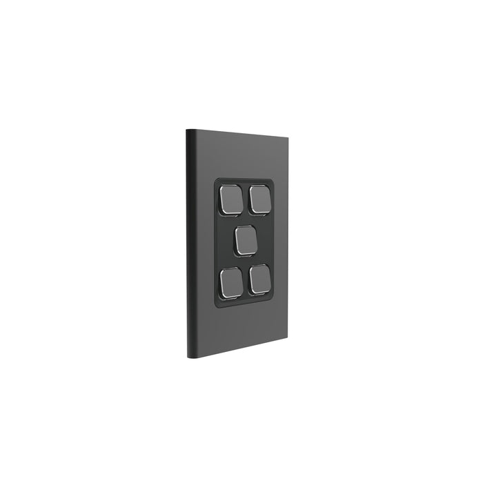 Clipsal Iconic Styl 5 Gang Switch Plate - Skin Only, Silver Shadow
