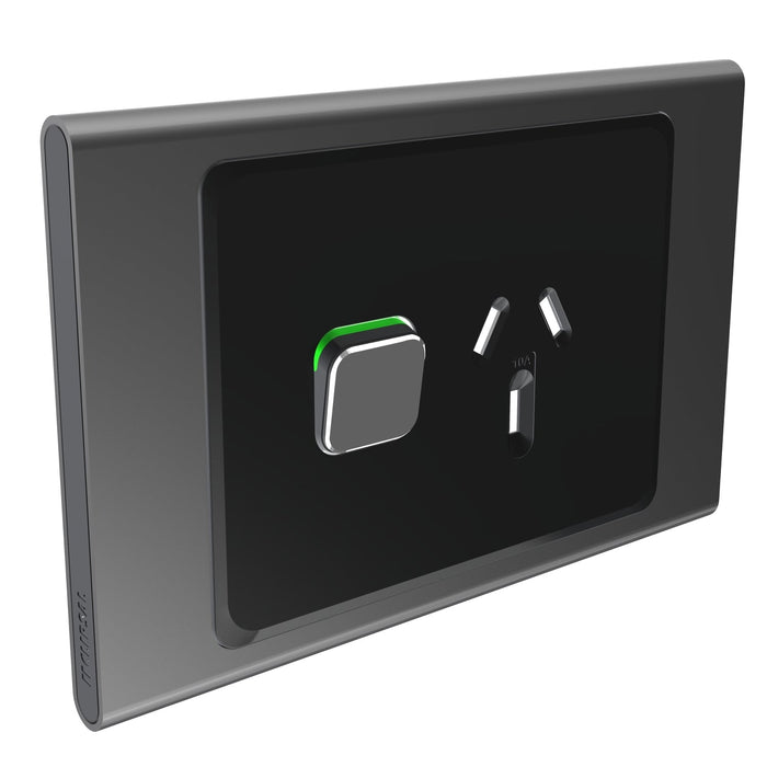 Clipsal Iconic Styl Single Powerpoint Outlet - Cover Only, Silver Shadow