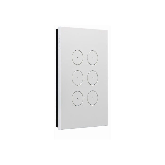 Clipsal Saturn Zen Switch 6 Gang Push Button LED, Matt White