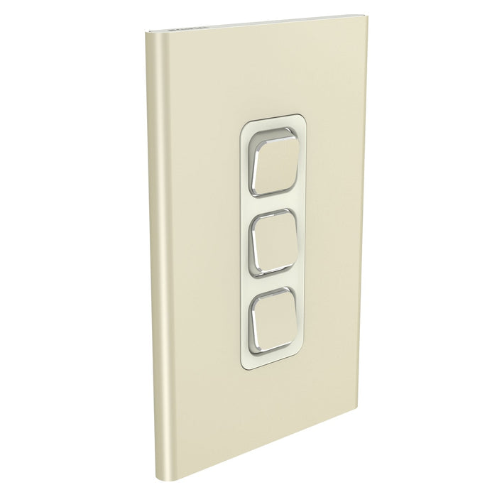 Clipsal Iconic Styl 3 Gang Switch Plate - Skin Only, Crowne