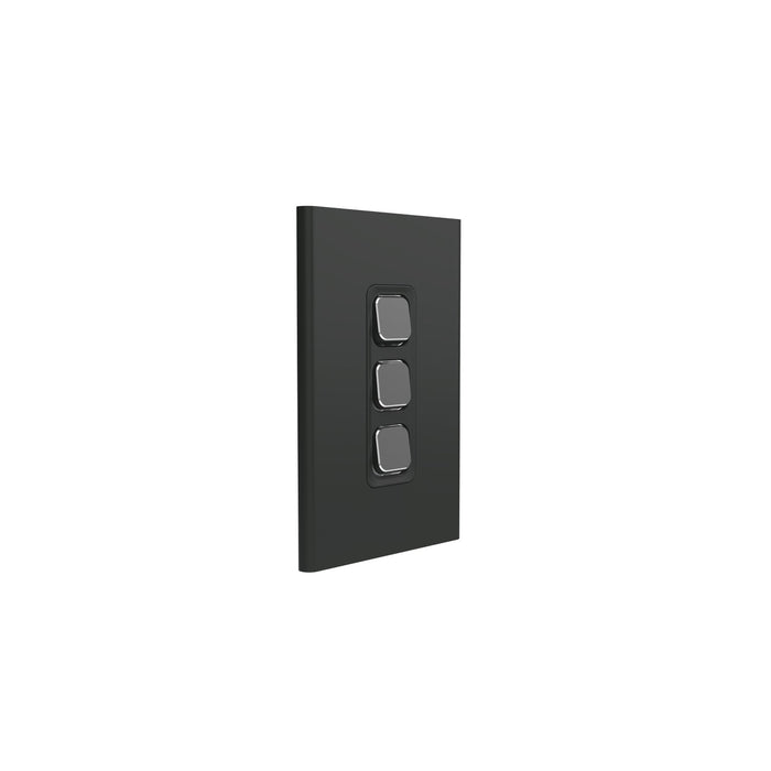 Clipsal Iconic Styl 3 Gang Switch Plate - Skin Only, Silver Shadow