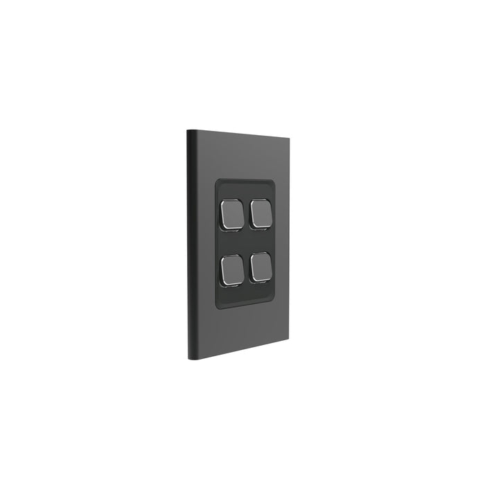 Clipsal Iconic Styl 4 Gang Switch Plate - Skin Only, Silver Shadow