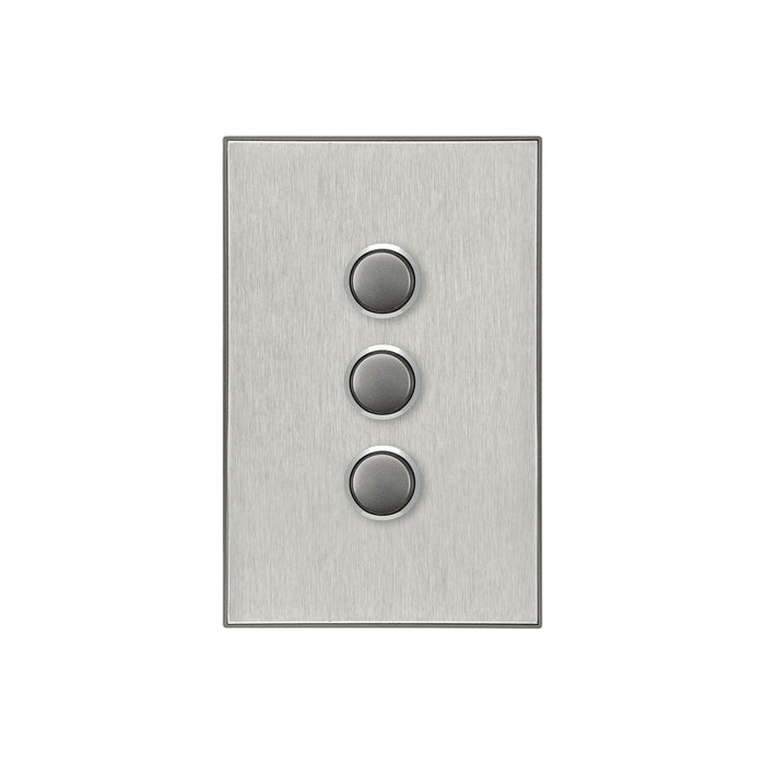 Clipsal Saturn Series 3 Gang Push Button LED, Horizon Silver