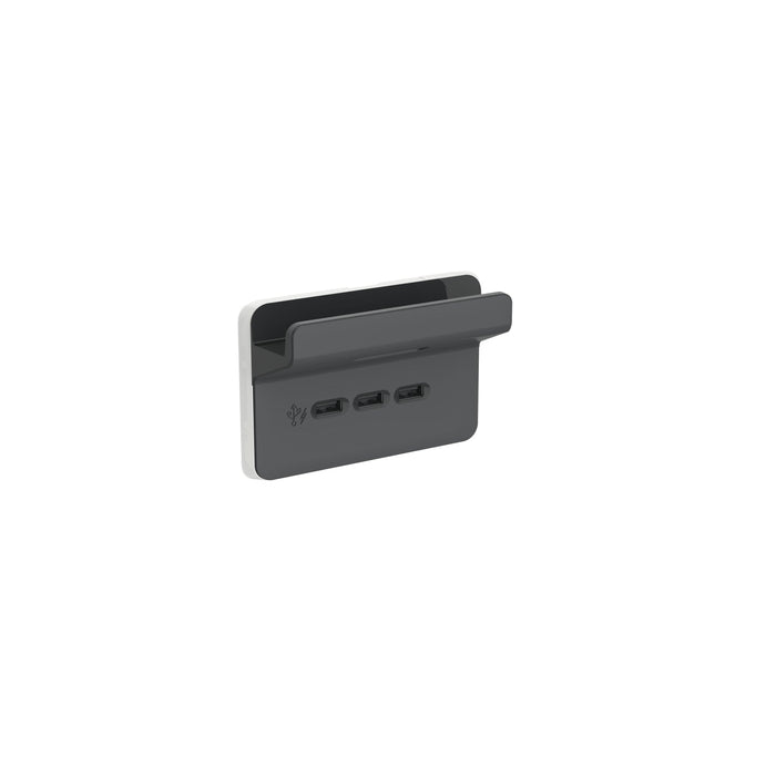 Clipsal Iconic 3 Gang USB Charging Station With Shelf - Skin Only, Anthracite