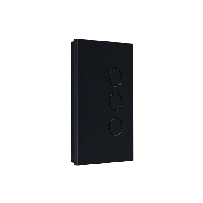 Clipsal Saturn Zen Switch 3 Gang Push Button LED, Matt Black