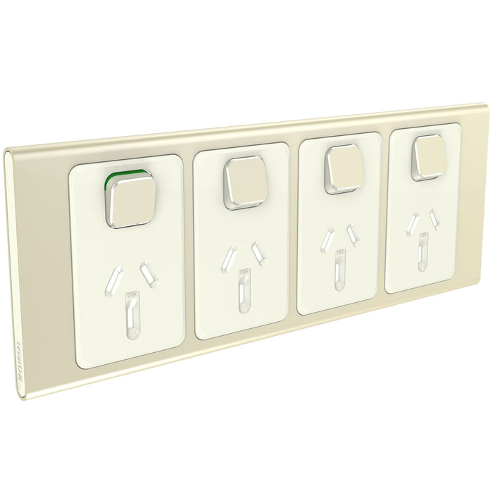Clipsal Iconic Styl Quad Powerpoint Outlet 10a - Skin Only, Crowne