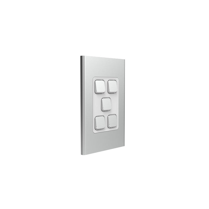 Clipsal Iconic Styl 5 Gang Switch Plate - Skin Only, Silver