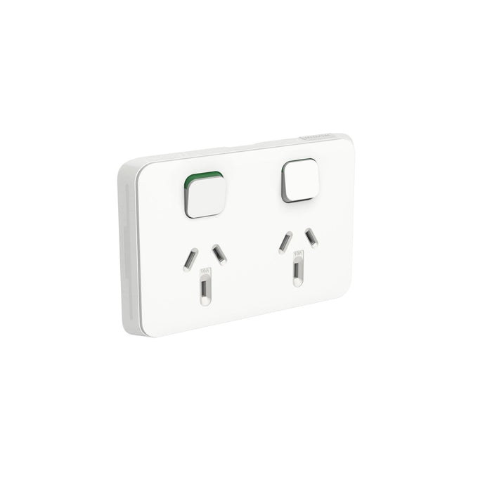 Clipsal Iconic Double Powerpoint Outlet 10a, Vivid White