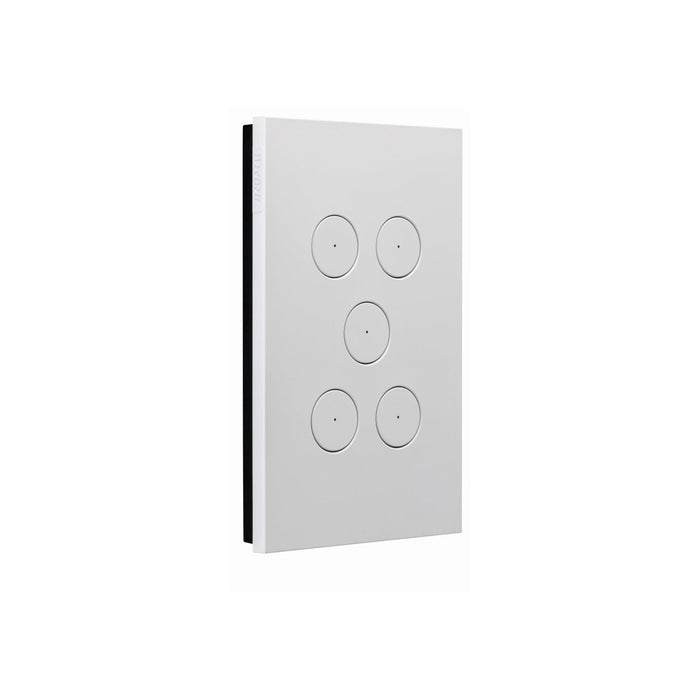 Clipsal Saturn Zen Switch 5 Gang Push Button LED, Matt White