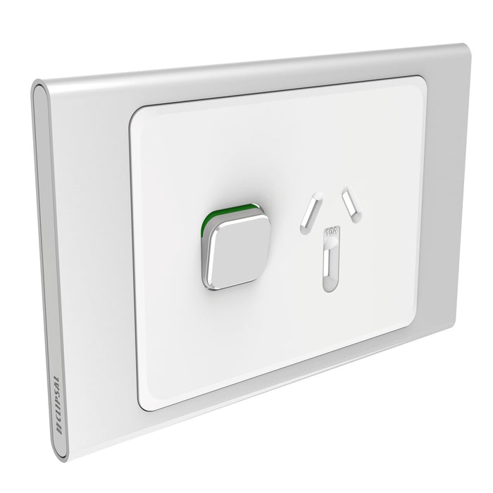 Clipsal Iconic Styl Single Powerpoint Outlet - Cover Only, Silver