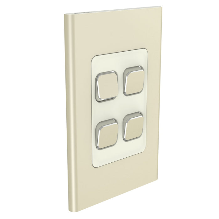 Clipsal Iconic Styl 4 Gang Switch Plate - Skin Only, Crowne