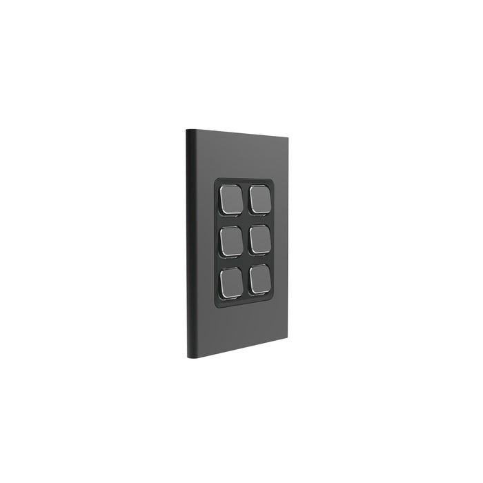 Clipsal Iconic Styl 6 Gang Switch Plate - Skin Only, Silver Shadow