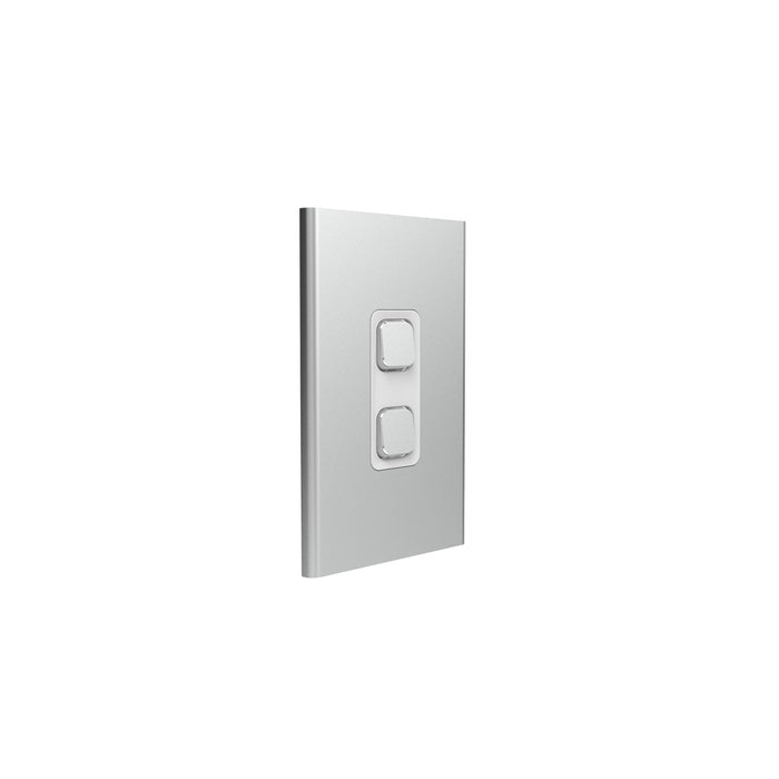 Clipsal Iconic Styl 2 Gang Switch Plate - Skin Only, Silver