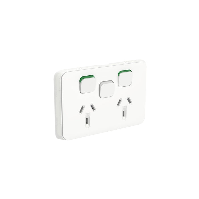 Clipsal Iconic Double Powerpoint Outlet 10a - Extra Removable Switch
