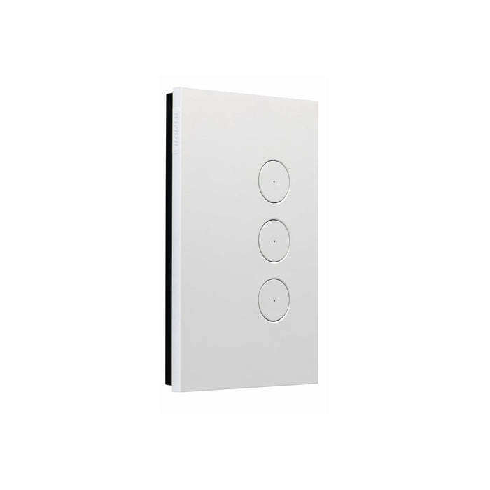 Clipsal Saturn Zen Switch 3 Gang Push Button LED, Matt White