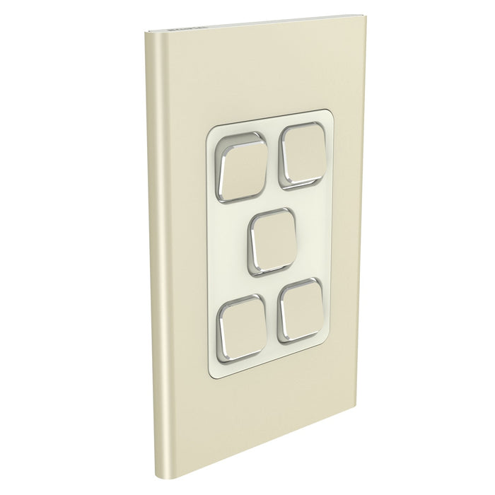 Clipsal Iconic Styl 5 Gang Switch Plate - Skin Only, Crowne