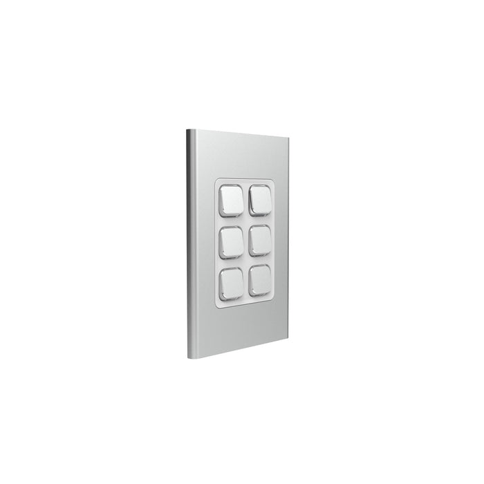 Clipsal Iconic Styl 6 Gang Switch Plate - Skin Only, Silver